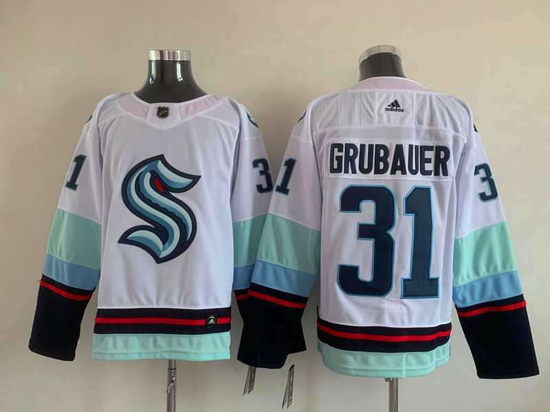 Men's Seattle Kraken Philipp Grubauer #31 White Home Breakaway Jersey